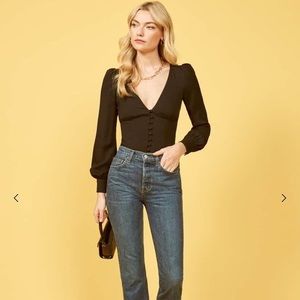 Reformation Black Adrienne Top -Size S, gently worn